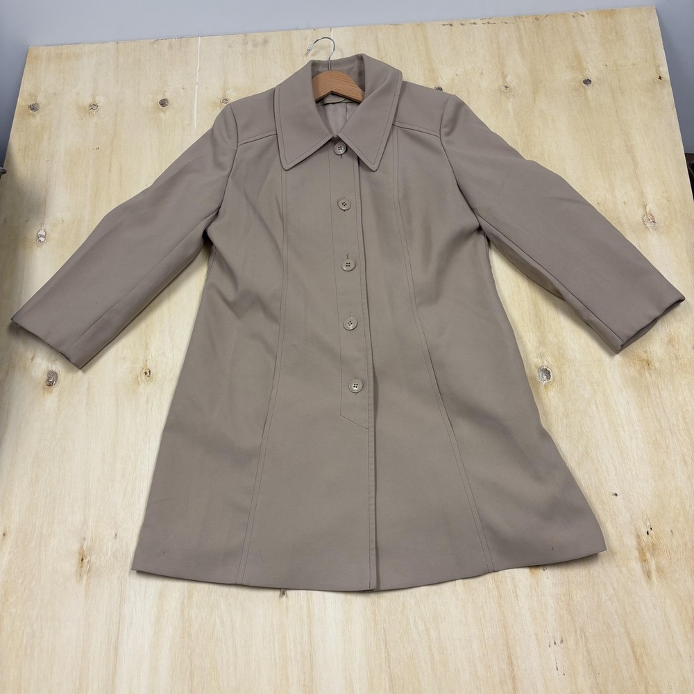 Vintage London Fog Beige Twill Coat Womens‎ Size Single Breasted Mid Trench Coat